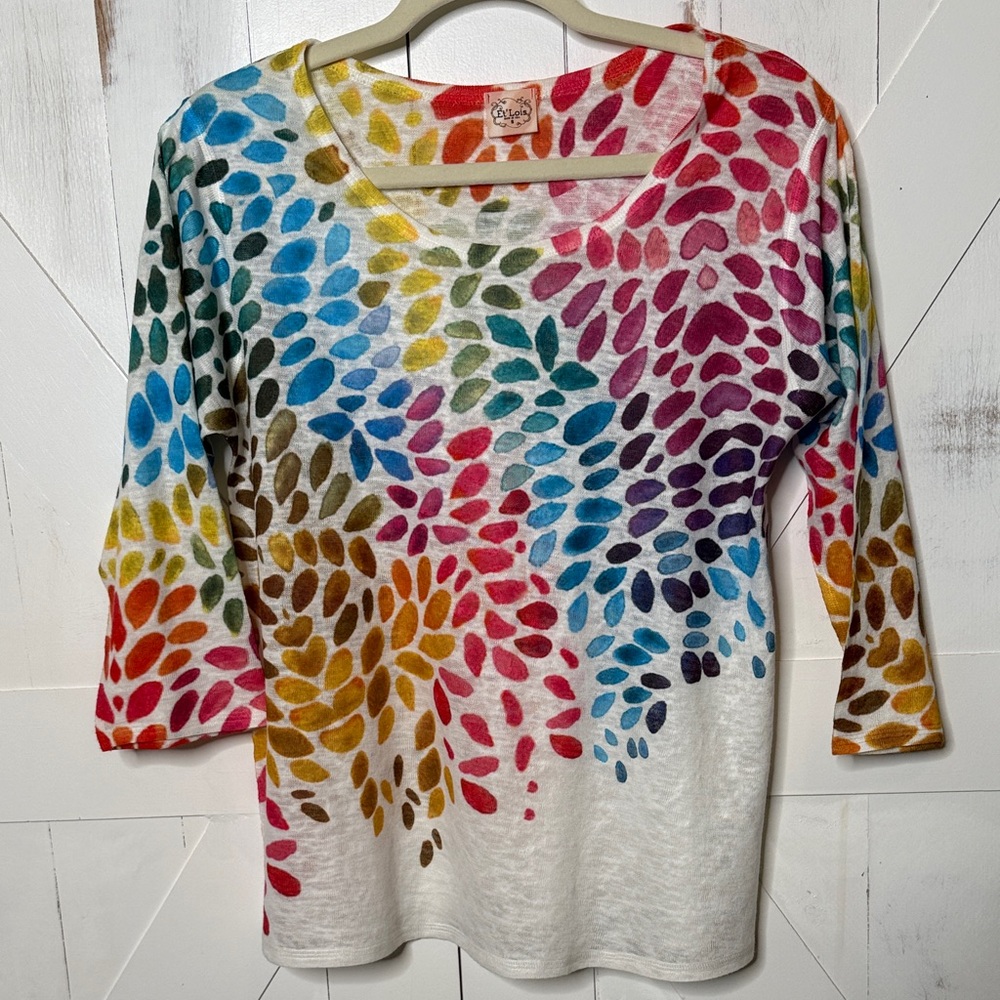 Fiona White Scoop Neck Petal Print Tunic Women's - Picture 2 of 8